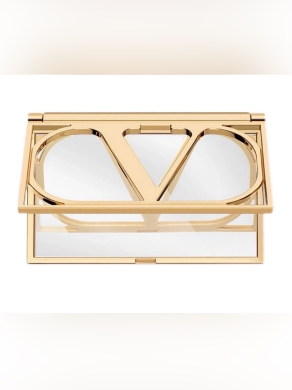 New Valentino Beauty Gold Compact V Logo Makeup Mirror
